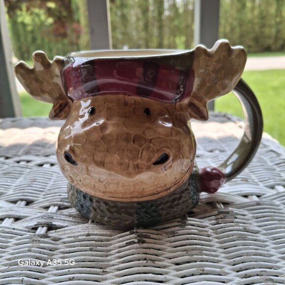 St. Nicholas Square Moose Mug Ceramic Holiday-Themed 3D Design Dishwasher & Micr - Picture 1 of 5